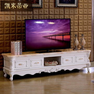 凯米蒂亚欧式大理石电视柜茶几组合客厅白色漆现代简约法式电视柜